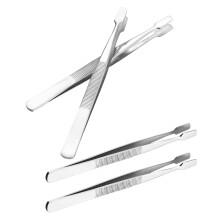 4pcs stainless steel straight tip tweezers for crafting, lab, collecting