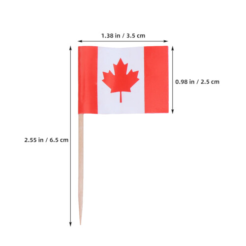 150pcs double-sided canada flag toothpicks for cupcakes cheese fruit 2