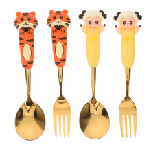 4pcs Adults Cartoon Stainless Steel Cutlery Set Fork Spoon