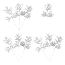 10Pcs Vivid Silver Xmas Artificial Leaves for Festive Decor and Props