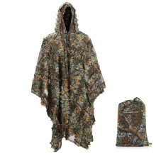 Ghillie Suit 3D Camouflage Stealth Poncho Breathable One Size Green With Storage Bag For Kids And Adults Woodland