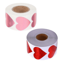 2 rolos adesivos coração vermelho com glitter para corpo e scrapbooking