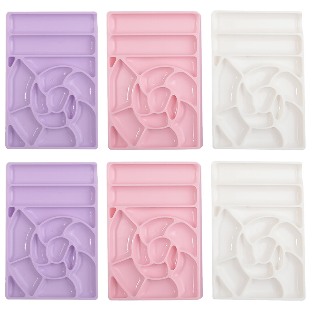 Iplusmile 6Pcs Plastic Nail Polish Mixing Plates Divided For Home & Salon Use