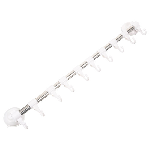 2pcs Wall Mount Towel Rack Adjustable Bar Suction Cup 10 Hooks 1