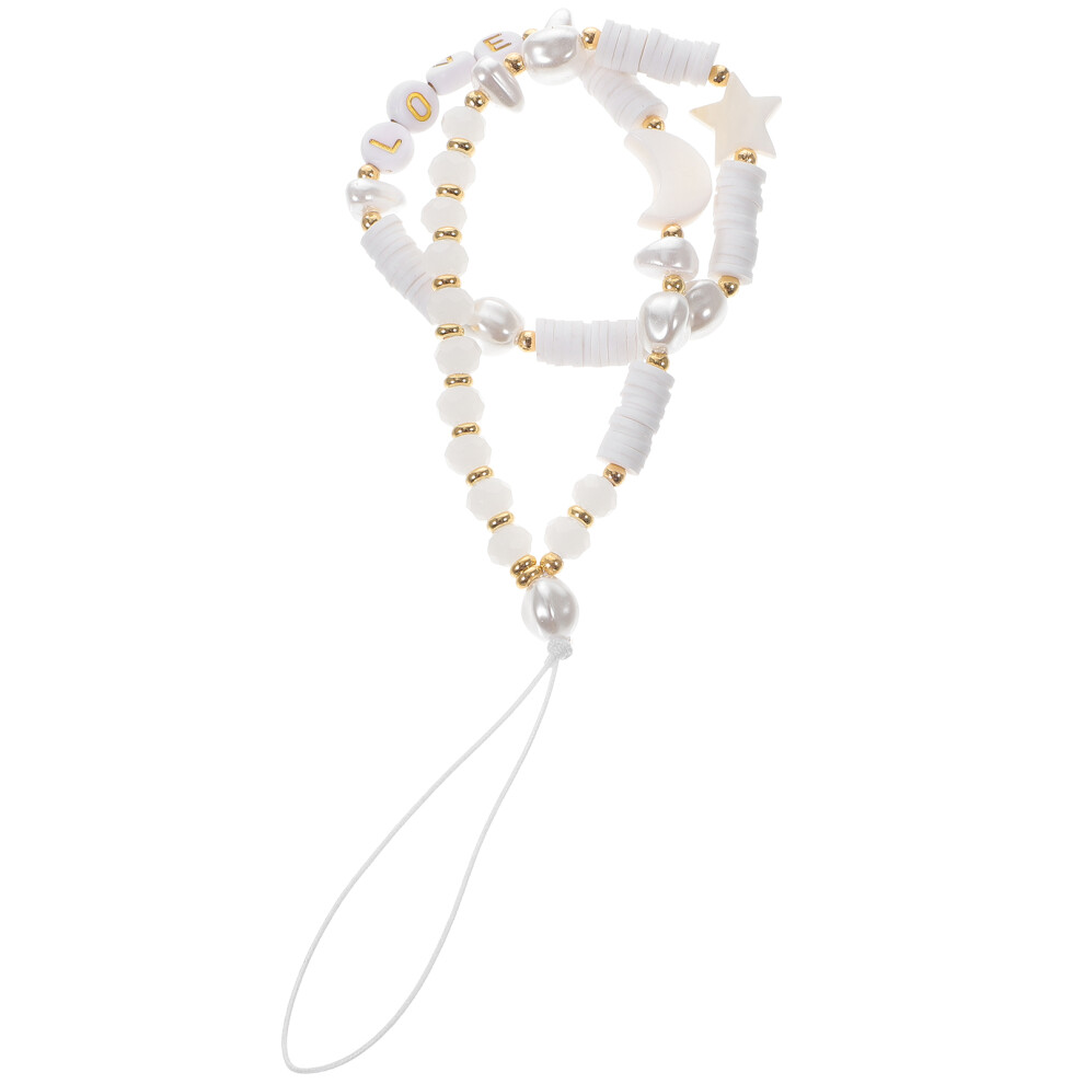 Moon Star Phone Hanging Beaded Wrist Rope Pearl Decoration 3261586682029