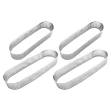 4pcs Oval Tart Rings Stainless Steel Perforated Mousse Cake Mold
