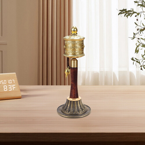 handheld prayer wheel stand copper holder with base 2