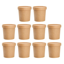10 sets disposable kraft paper soup cups for storage