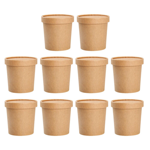 10 sets disposable kraft paper soup cups for storage