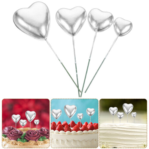 20Stk Herz Cake Topper Silber Für Kuchen Geburtstagsfeier 2