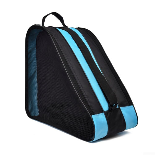 Roller Skate Storage Bag With Shoulder Strap Travel Friendly Blue Carrying Case