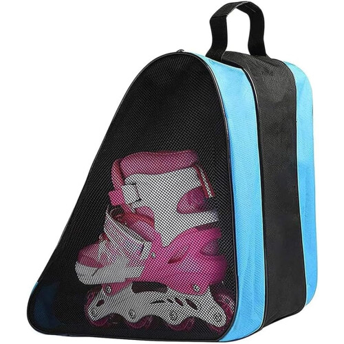 Roller Skate Storage Bag With Shoulder Strap Travel Friendly Blue Carrying Case 2