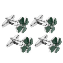 2 Paar Manschettenknöpfe Mit Shamrock Design Aus Legiertem Metall