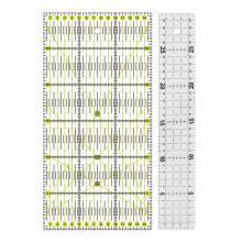 Quilting Ruler 2-Piece Set, Acrylic Non-Slip, 11.8 x 5.9 Inch and 11.8 x 2 Inch, Double Colour Grid Lines, Clear