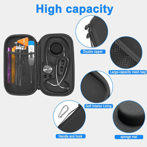 Stethoscope Case Portable Nursing Bag With Handle, Waterproof, Shockproof, Black, Fits Most Stethoscopes 2