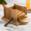 bamboo bread cutting board with slicing guide for home use light brown 8
