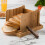 bamboo bread cutting board with slicing guide for home use light brown 3
