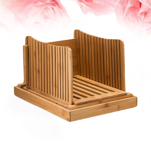 bamboo bread cutting board with slicing guide for home use light brown 1