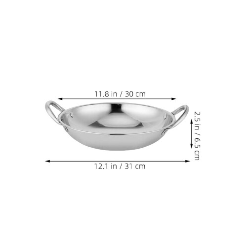 Stainless Steel Flat Bottom Wok with Dual Handle 1