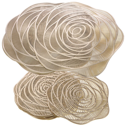 1 Set Rose Pattern Placemats Cup Coasters Table Mats 2