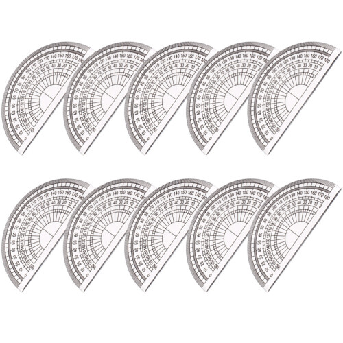 10pcs plastic 180 degree protractors for student angle measurement 2