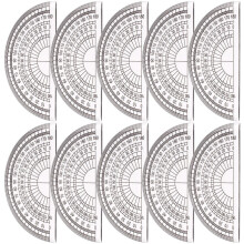 10pcs plastic 180 degree protractors for student angle measurement