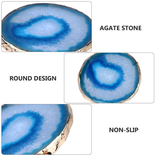 agate stone coaster round geometric heat insulation mug pad 2
