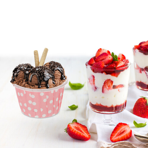 50pcs paper dessert for ice cream, pink 2