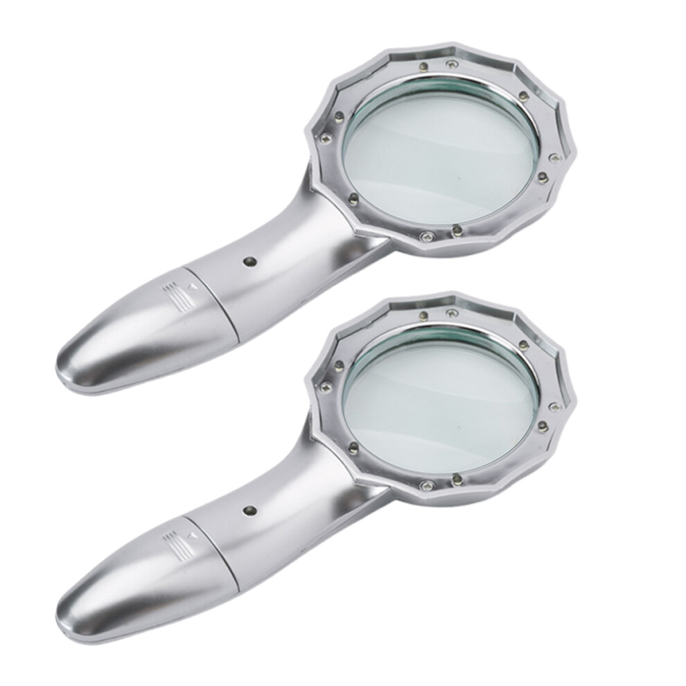 Happyyami 2Pcs Led Handheld Magnifying Glass 3X For Reading Outdoor Use