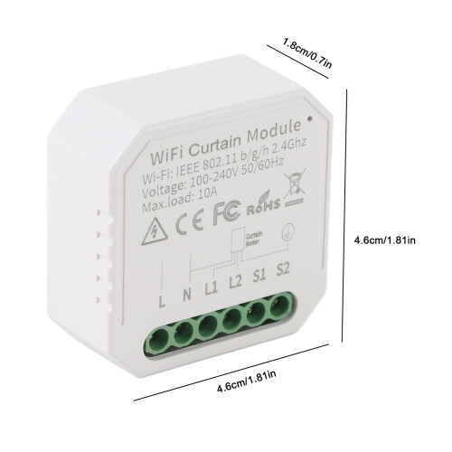 Smart White 10A WiFi Curtain Blinds Switch Module with Voice Control 1