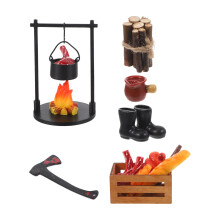 1 Set Miniatur Lagerfeuer Mit Harz Kochstelle Und Falschem Steak