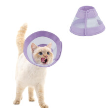 Cat Cone Collar Stop Licking Scratching Wounds Adjustable E-Collar After Surgery For Cats And Kittens Purple Size M