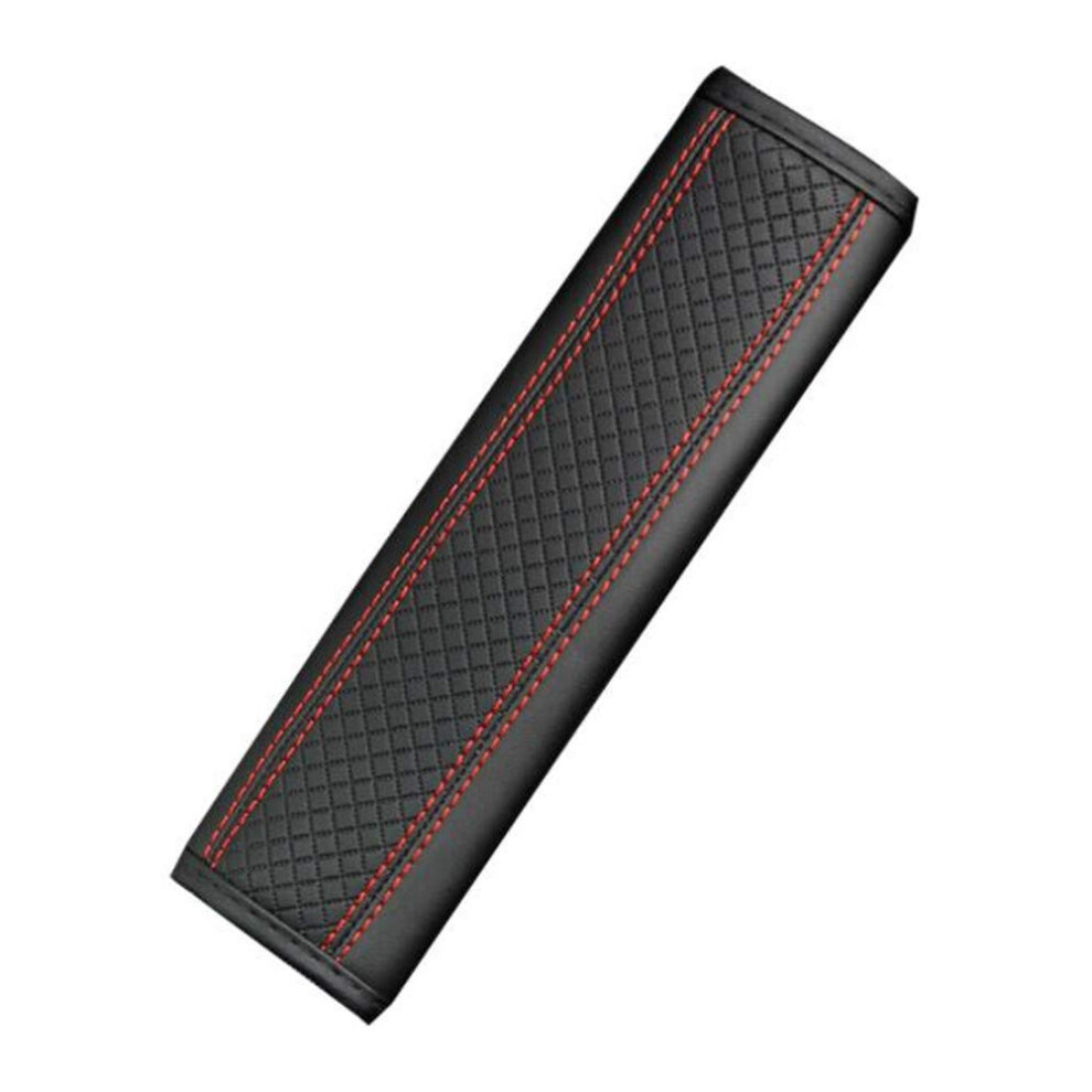 Car Seat Belt Protector Pu Leather Shoulder Pad Padded Belt Cover For Car Seats And Backpacks Black/Red 9393856897766