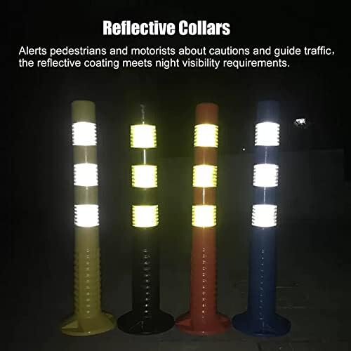 Traffic Bollards 76 cm Tall Plastic Delineator Posts With Reflective Band Red Yellow 1 Pack 2