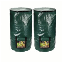 Organic 2-Pack 15-Gallon Garden Compost Bins With Reusable PE Waste Bags For Kitchen Garden Yard