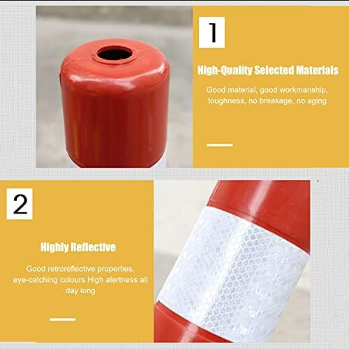 Traffic Bollards Delineator Post, Plastic Flexible Post, Pop-Up Reflective Cone, Red and Yellow, 2 Pack Crowd Control 2