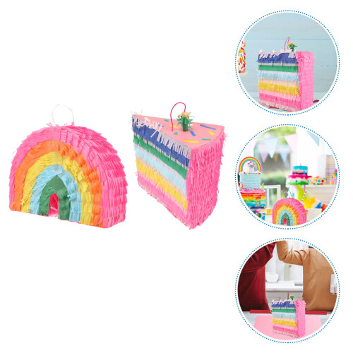 2pcs Rainbow Pinata Cake Candy Holder Toy 2