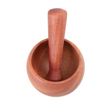 wooden kitchen mortar and pestle set for garlic grinding - size s