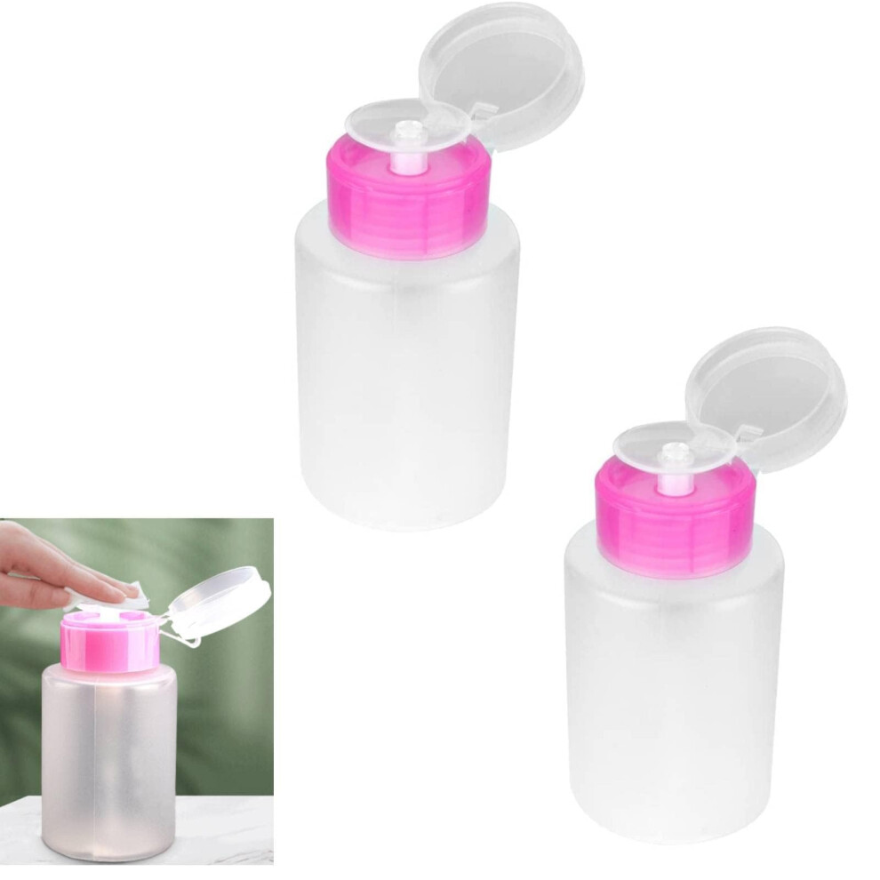 Nail Polish Remover Pump Bottle Dispenser 2-Pack 60ML Push-Down Bottle With Flip-Top Cap For Nails And Makeup Remover