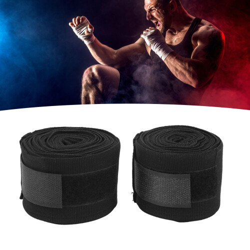 Quick-Drying Black Cotton Boxing Handwraps 5m for Enhanced Grip