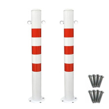 Safety Bollard Traffic Delineator Steel 2 Pack Chain Hook Bolts Metal Post For Driveway Warehouse Black White