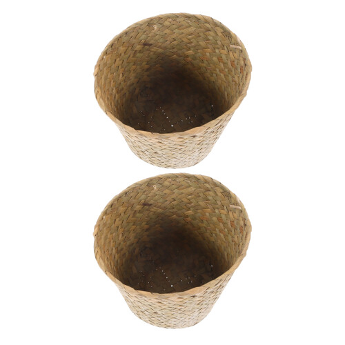 4 pcs woven straw storage baskets for bedroom bathroom office space-saving 1
