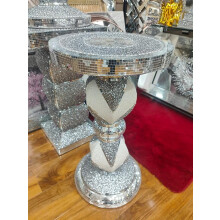 Crushed Diamond Silver Ceramic Side Table 60x40 Cm