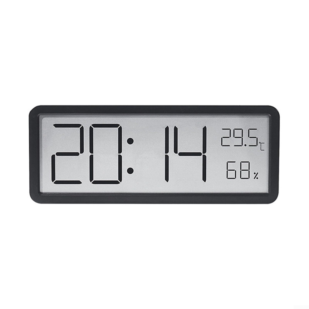 Lcd Digital Time Display Clock With Temperature And Humidity Functions, Desk Clock Black 9393856898947