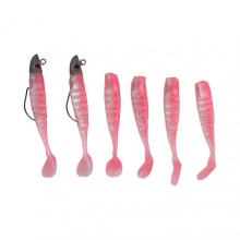 2 Sets Silicone Artificial Fishing Bait with 3D Eyes Soft Fishing Bait for Saltwater FreshwaterPink