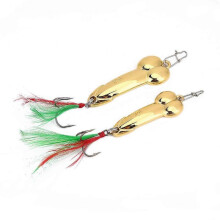 2pcs Vibration Metal Fishing Bait Set Hard Fishing Lures Kit with Hook (10gGold+15gGold)