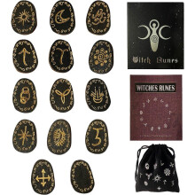 Wooden Witches Runes Set 14-Piece Wooden Rune Stones Engraved For Meditation And Divination, Wiccan Altar Decor