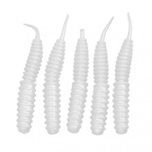 5pcs Threaded Maggot Artificial Bait Tear Resistance Portable Needle Tail Grub Fishing LurePearl White