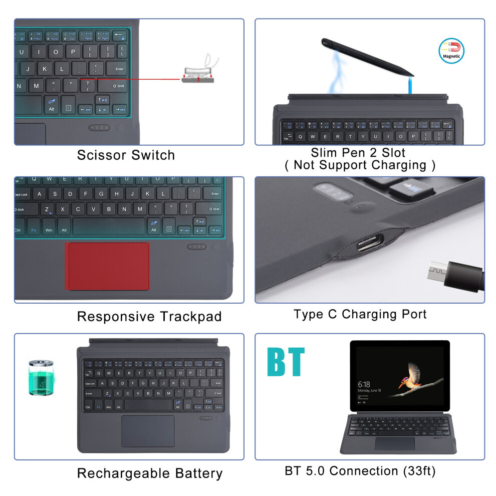 Ergonomic Portable Bluetooth Keyboard For Go 1/2/3 Â 350Mah, 250X190x4mm 8721351549278