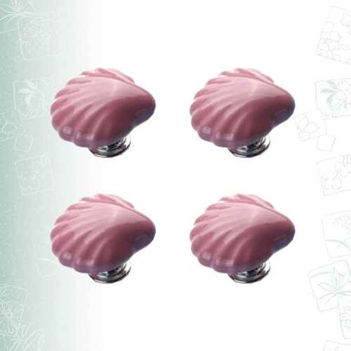 4pcs Ceramic Shell Knobs Sea Style Pull Handles for Cabinet Drawer 1
